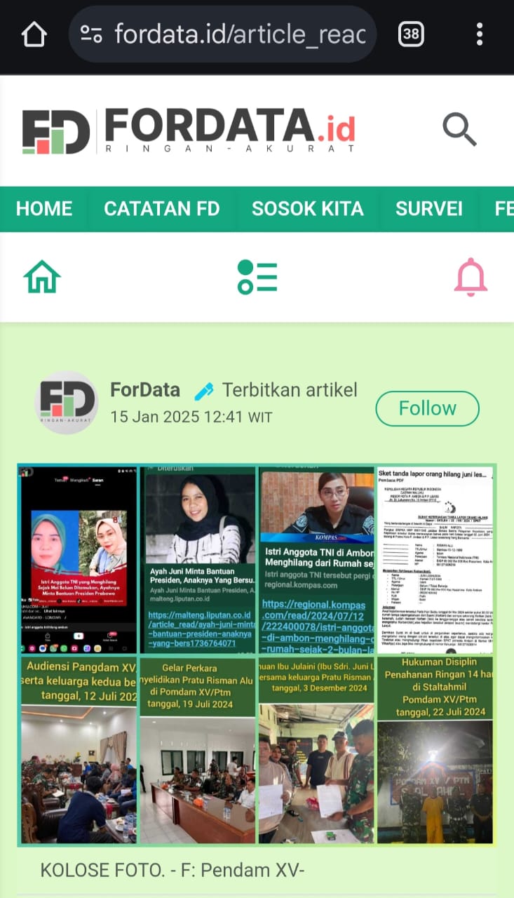 Ini Tanggapan Kapendam XV/Pattimura Terkait Masalah Anggota Persit Yang Hilang