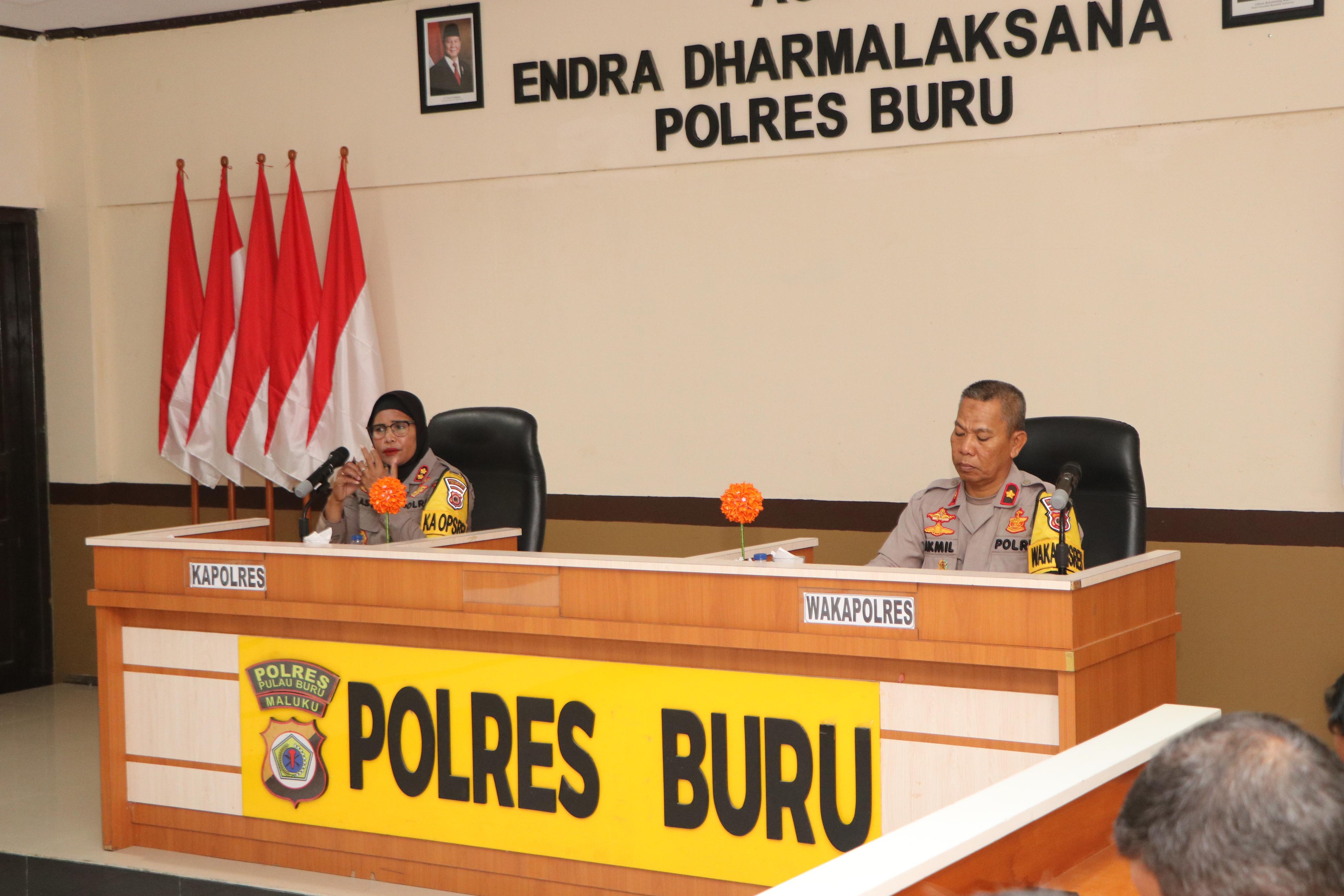 Kapolres Buru Pimpin Rapat Pimpinan Para PJU dan Polsek Jajaran