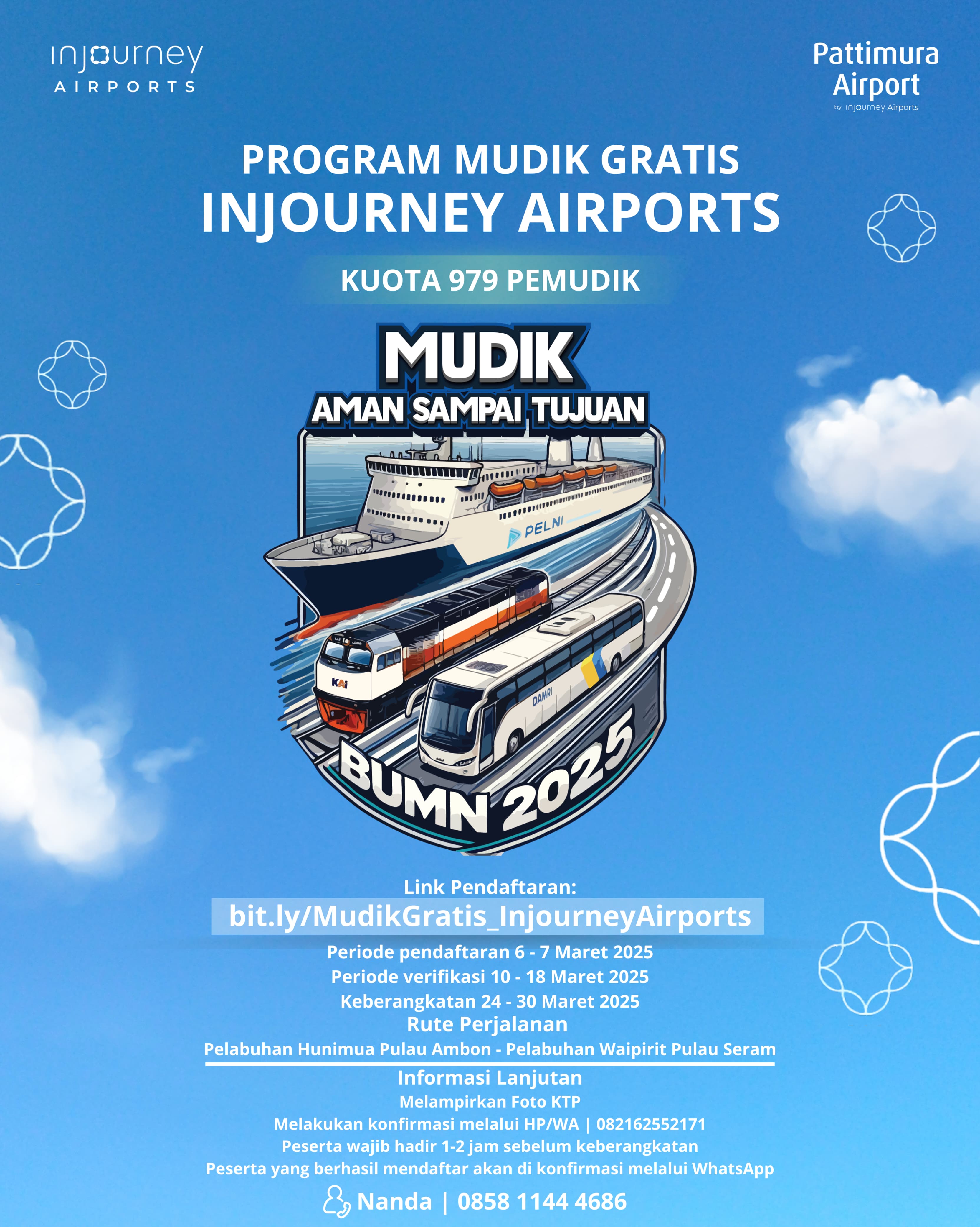 MUDIK GRATIS 2025 BERSAMA INJOURNEY AIRPORTS DARI PELABUHAN HUNIMUA AMBON MENUJU PELABUHAN WAIPIRIT