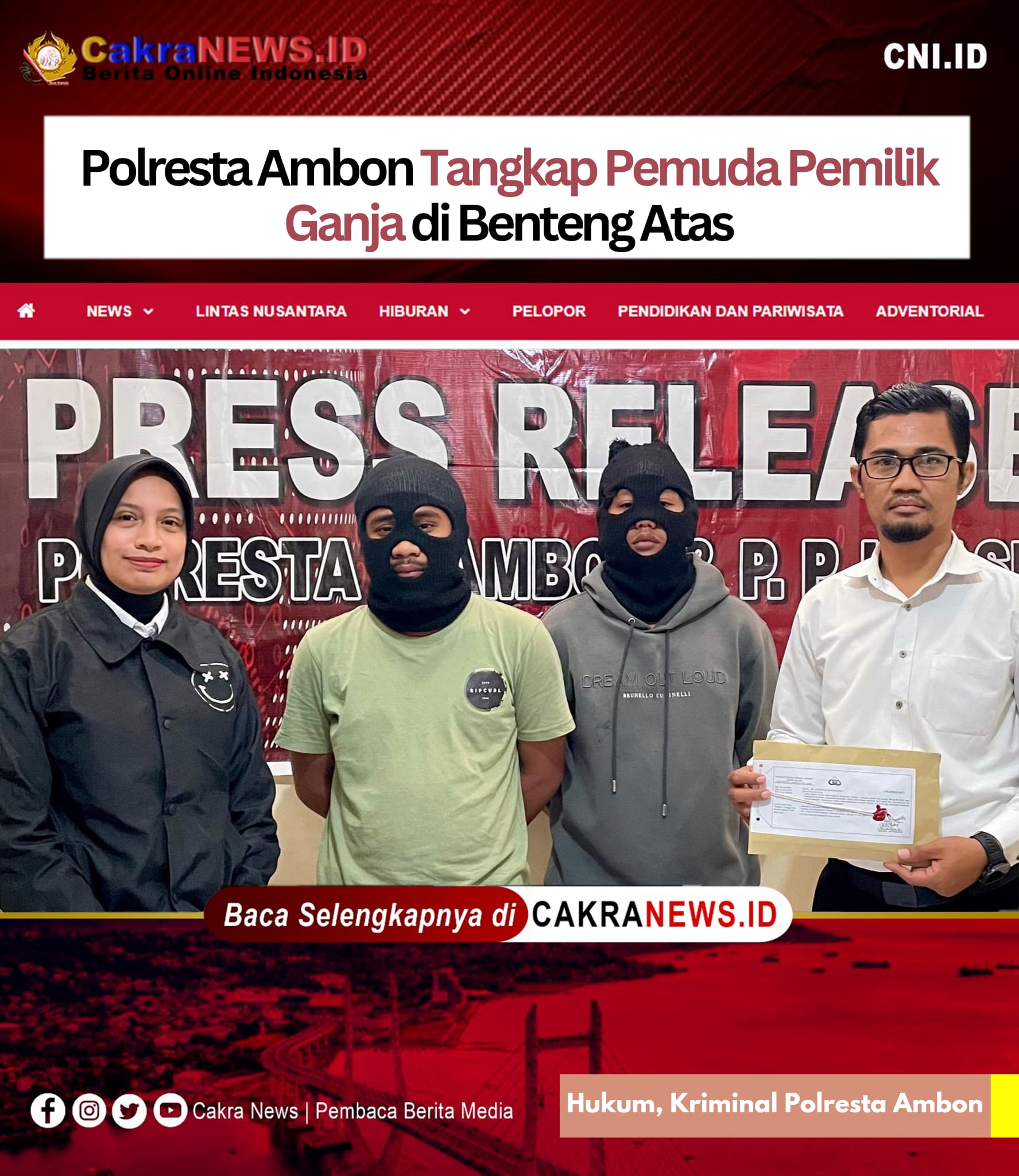 Polresta Ambon Amankan Pengguna dan Pemilik Ganja di Kawasan Benteng Atas