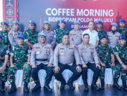 Pererat Sinergitas TNI-Polri di Maluku, Dansathantai dan Danpomal Kodaeral IX Hadiri Coffee Morning TNl-Polri